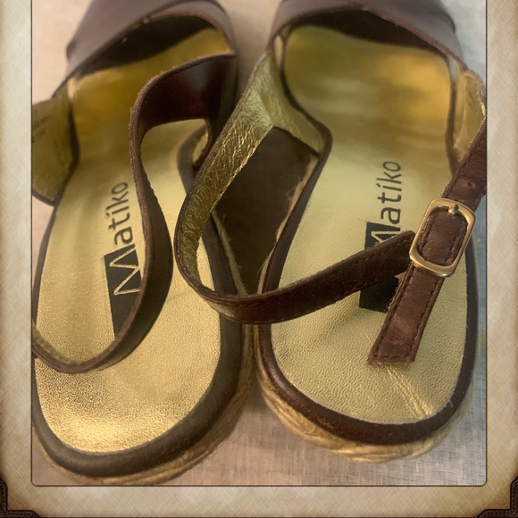 Matiko brown leather opened toe espadrille wedge - Picture 3 of 3